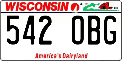 WI license plate 542OBG