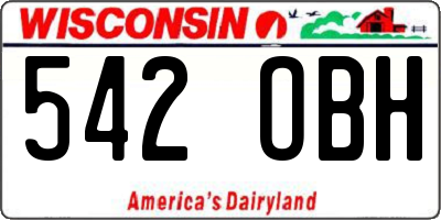 WI license plate 542OBH