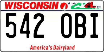 WI license plate 542OBI