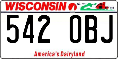 WI license plate 542OBJ