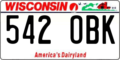 WI license plate 542OBK