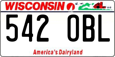WI license plate 542OBL