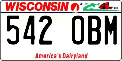 WI license plate 542OBM