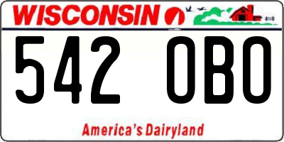 WI license plate 542OBO