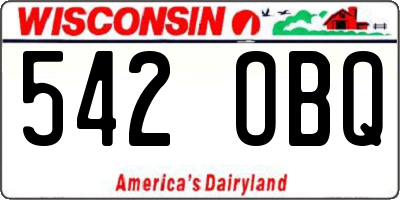 WI license plate 542OBQ