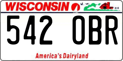WI license plate 542OBR