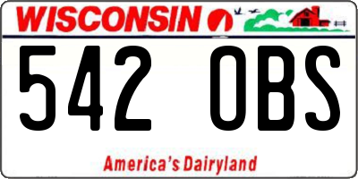 WI license plate 542OBS