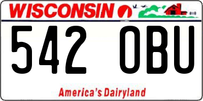 WI license plate 542OBU