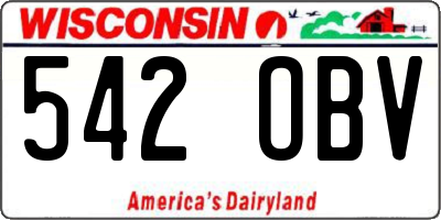 WI license plate 542OBV