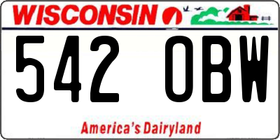 WI license plate 542OBW