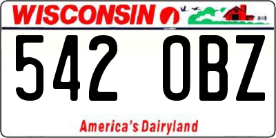 WI license plate 542OBZ
