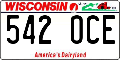 WI license plate 542OCE