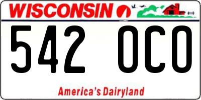 WI license plate 542OCO