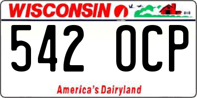 WI license plate 542OCP
