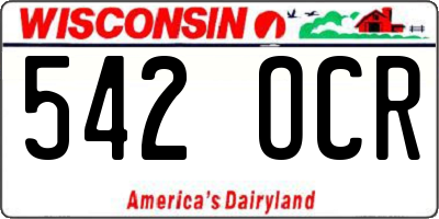 WI license plate 542OCR