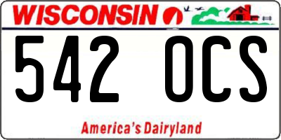 WI license plate 542OCS