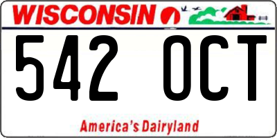 WI license plate 542OCT