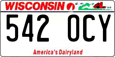 WI license plate 542OCY