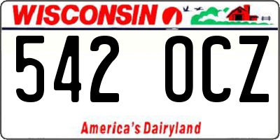 WI license plate 542OCZ