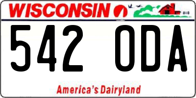 WI license plate 542ODA