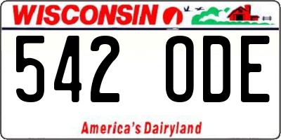 WI license plate 542ODE