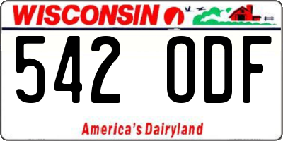 WI license plate 542ODF