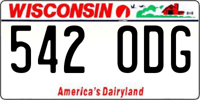 WI license plate 542ODG