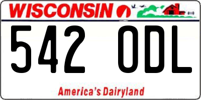 WI license plate 542ODL