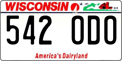 WI license plate 542ODO
