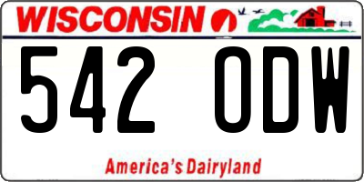 WI license plate 542ODW