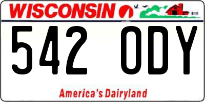WI license plate 542ODY