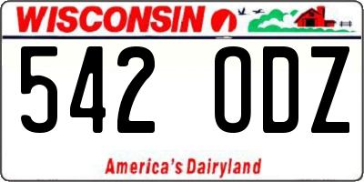 WI license plate 542ODZ