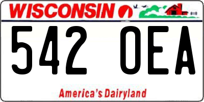 WI license plate 542OEA