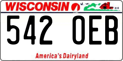 WI license plate 542OEB