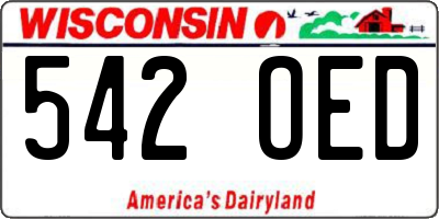 WI license plate 542OED