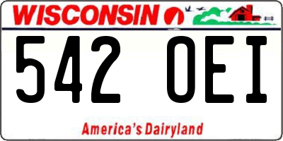 WI license plate 542OEI