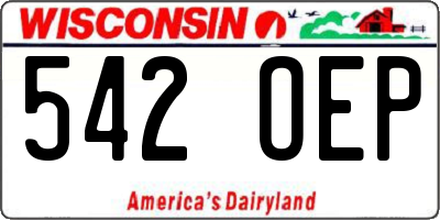WI license plate 542OEP