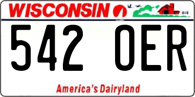 WI license plate 542OER