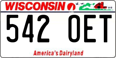 WI license plate 542OET