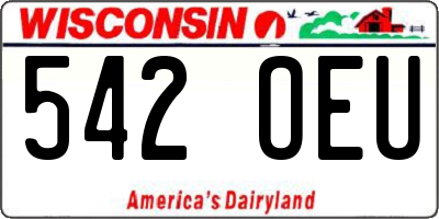 WI license plate 542OEU