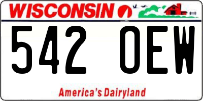 WI license plate 542OEW