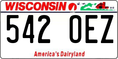 WI license plate 542OEZ