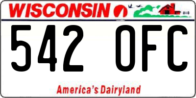 WI license plate 542OFC