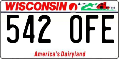 WI license plate 542OFE