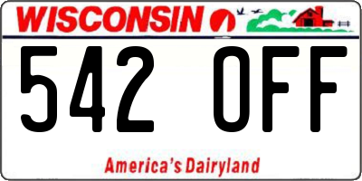 WI license plate 542OFF