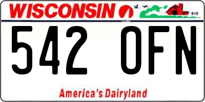 WI license plate 542OFN