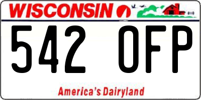 WI license plate 542OFP