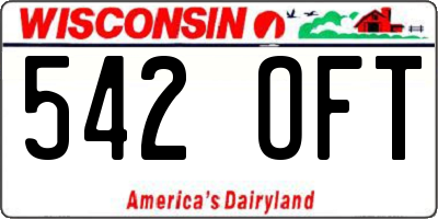 WI license plate 542OFT