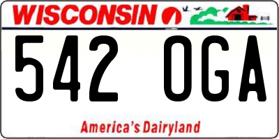 WI license plate 542OGA