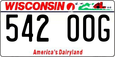 WI license plate 542OOG